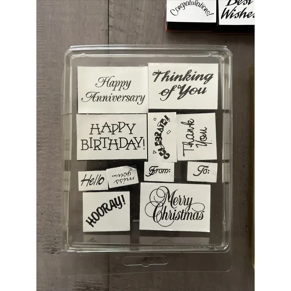 NEW STAMPIN UP 1992 RUBBER STAMP SET ROSES FLOWER GREETINGS SAYINGS 27 PIECES
